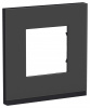 SE Unica Pure Черное стекло/Антрацит Рамка 1-ная горизонтальная