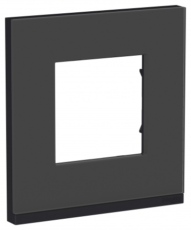 SE Unica Pure Черное стекло/Антрацит Рамка 1-ная горизонтальная