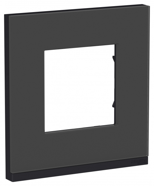 SE Unica Pure Черное стекло/Антрацит Рамка 1-ная горизонтальная