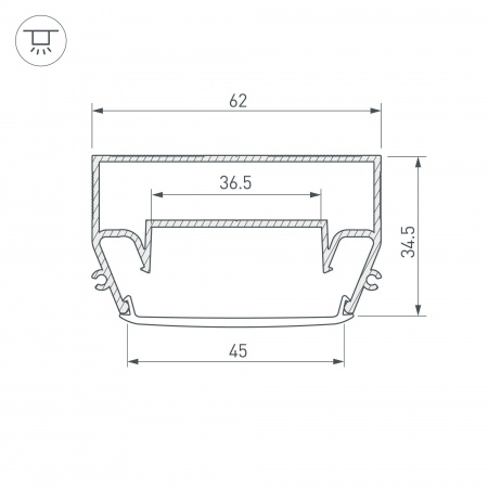 Arlight Профиль STRETCH-S-50-CEIL-CENTER-2000 (GAMMA50) (Алюминий)