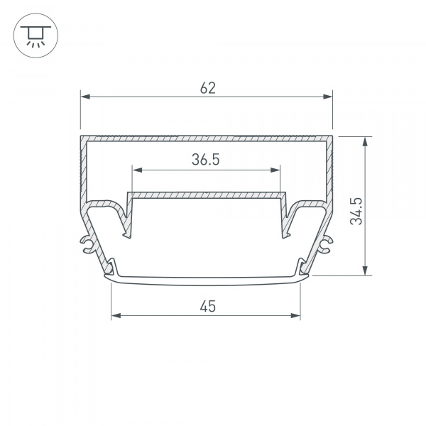 Arlight Профиль STRETCH-S-50-CEIL-CENTER-2000 (GAMMA50) (Алюминий)