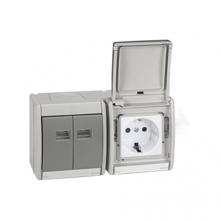 Simon 44 Aqua Серая Коробка 2-ая, горизонтальная