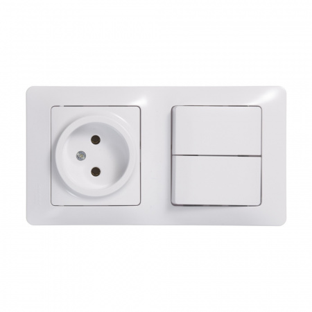 SE Glossa Бел Блок: розетка и 2-кл. выключатель