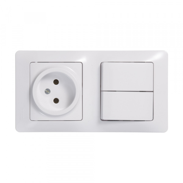 SE Glossa Бел Блок: розетка и 2-кл. выключатель