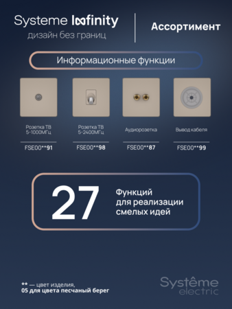 Systeme Electric Systeme Infinity Песчаный берег Розетка информационная RJ-45 кат.6 2-я