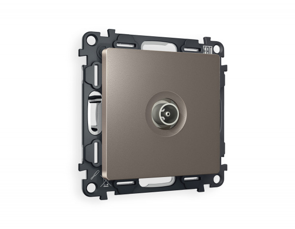 Комплект механизма TV розетки проходной ALFA MA643030 Темная бронза матовый 5-1000 MHz 4dB QUANT