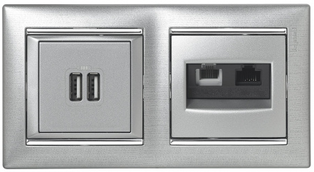 Legrand Valena Алюминий Розетка 2-ая USB