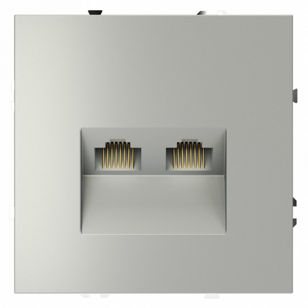 Розетка компьютерная встраиваемая VOLTUM S70 двойная RJ45+RJ45 кат.6, (сталь)