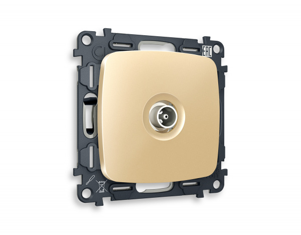 Комплект механизма TV розетки проходной OMEGA MO613030 Шампань 5-1000 MHz 4dB QUANT