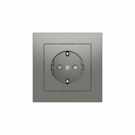 Systeme Electric AtlasDesign Сталь Розетка с заземлением со шторками, 16А, в сборе, быстрозажим. клем.