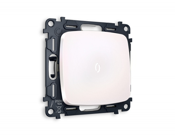 Комплект механизма 1-клавишного проходного выключателя с подсветкой 5600K OMEGA MO202035 Жемчуг  QUANT