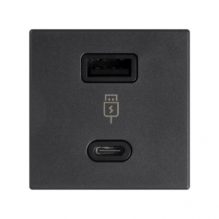 Simon Connect Графит Зарядное устройство USB A+C 18W, 230В~ K45