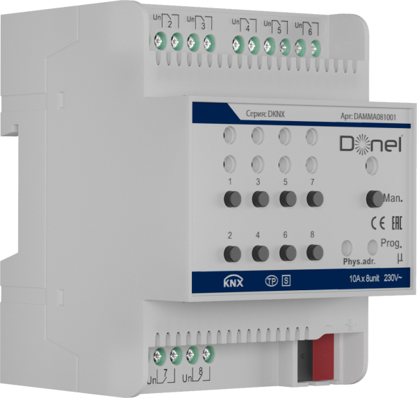 Donel KNX 8-канальный многофункциональный актуатор, 10A, DAMMA081001