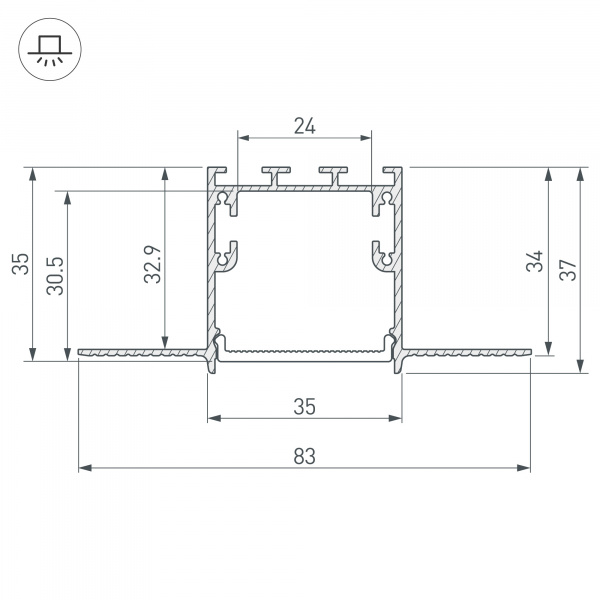 Arlight Профиль SL-LINIA32-FANTOM-3000 ANOD (Алюминий)