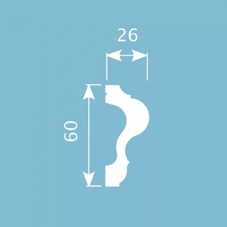 Молдинг MX044, 60х26, 2000мм, Экополимер/12