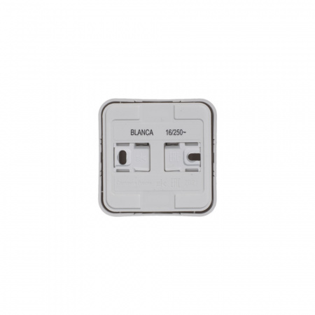 SE Blanca наруж Бел Розетка с/з со шторками 16А, 250В, изолир. пластина
