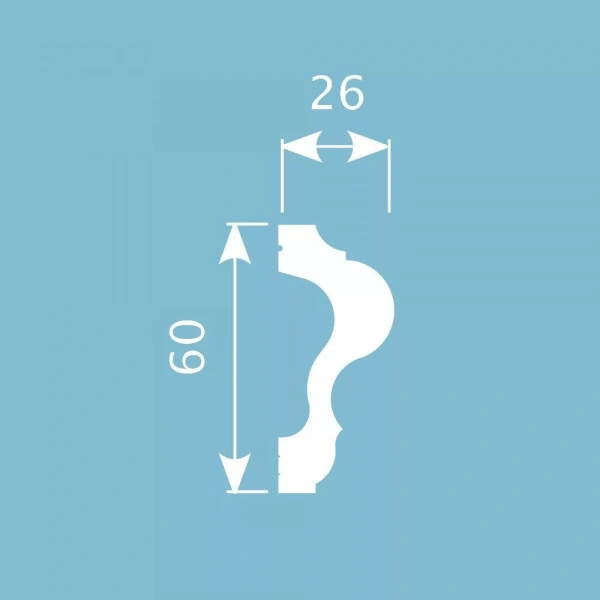 Молдинг MX044, 60х26, 2000мм, Экополимер/12