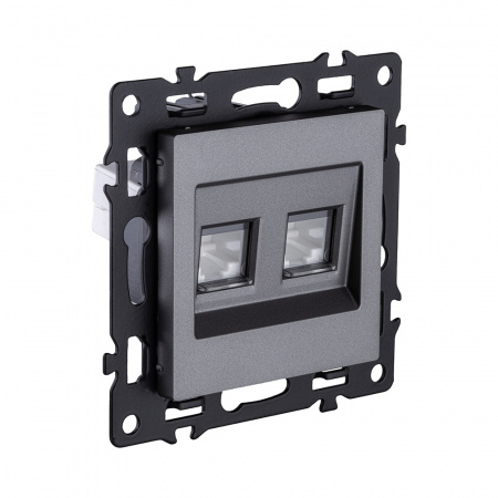 Розетка двойная Ethernet RJ45 Cat.6, серый Kollinger Asthetik AS-018GY