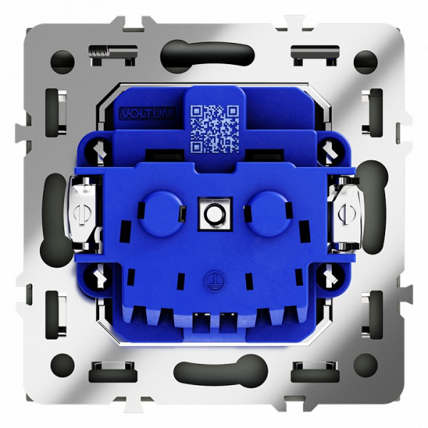 Розетка встраиваемая VOLTUM S70 с заземлением, защитными шторками и крышкой 16А, (черный матовый)