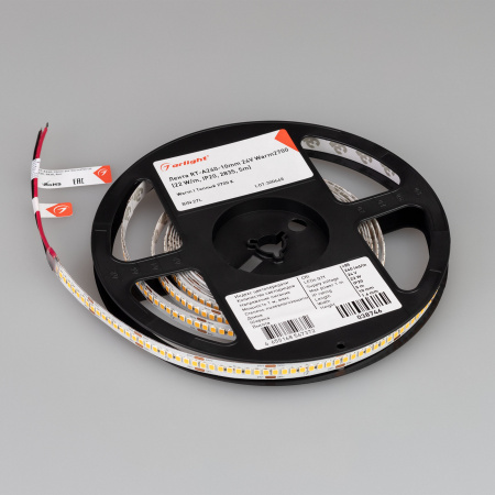 Arlight Лента RT-A240-10mm 24V Warm2700 (22 W/m, IP20, 2835, 5m) (высок.эфф.150 лм/Вт)