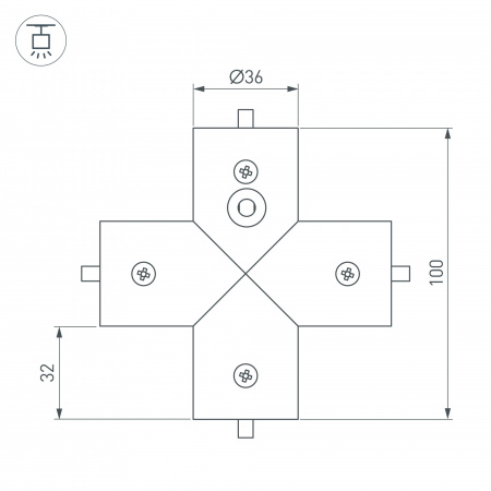 Соединитель профиля ROUND-D36-360-X90 (Arlight, Металл)