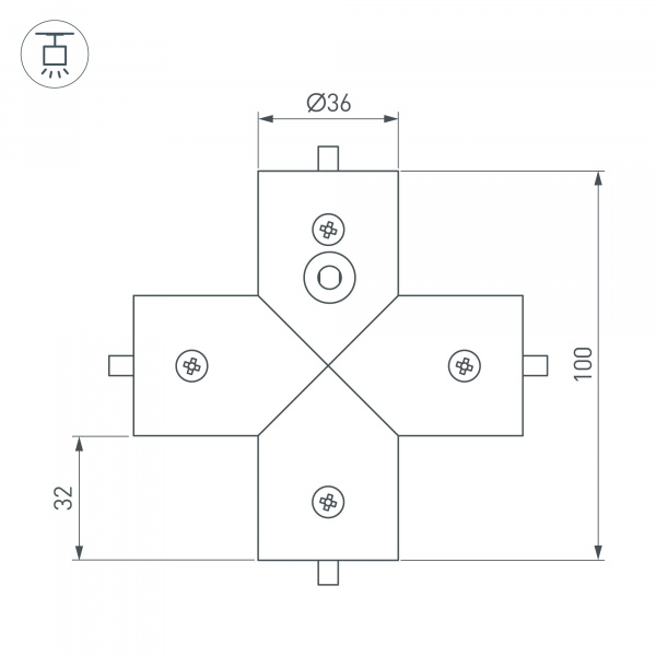Соединитель профиля ROUND-D36-360-X90 (Arlight, Металл)
