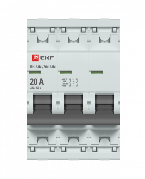 EKF Выключатель нагрузки 3P 20А ВН-63N PROxima
