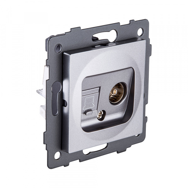 Розетка двойная TV (мама) + RJ45 Cat.6, серый Kollinger REA-021GY для Aspekt, Eleganz, Reflex