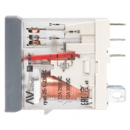 EKF Averes Реле промежуточное с кнопкой и мех. Индикацией RPAt 25/1 12A 230В AC