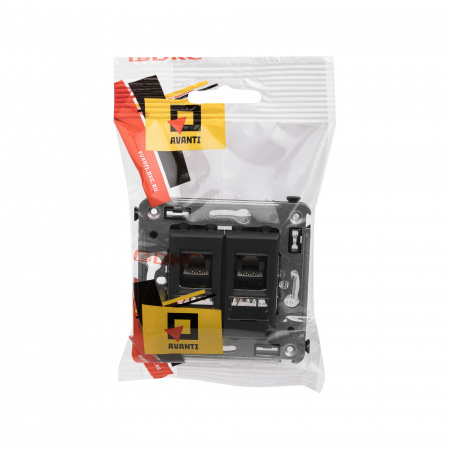 DKC Avanti Черный матовый Компьютерная розетка RJ-45 двойная  категория 6А