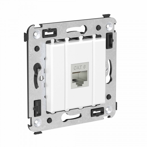 DKC Avanti Компьютерная розетка RJ-45 без шторки в стену, кат.6 одинарная экранированная, Белое облако