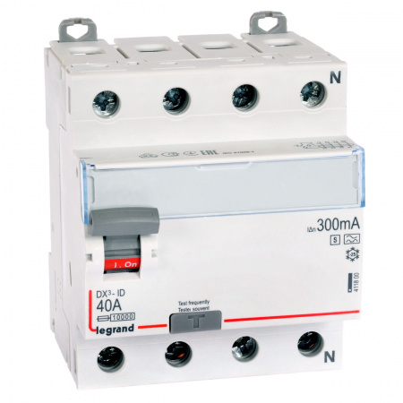 Legrand DX3 УЗО 4P 40А AS 300мА N справа