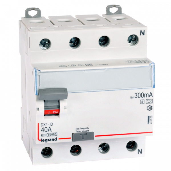 Legrand DX3 УЗО 4P 40А AS 300мА N справа
