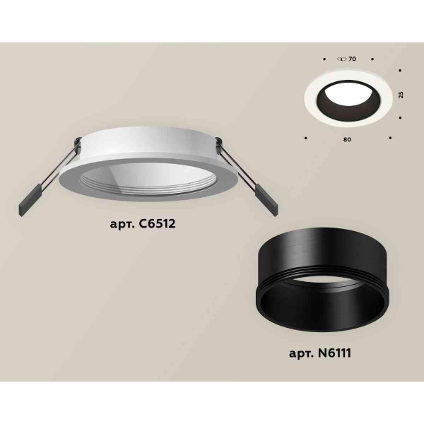 Комплект встраиваемого светильника Ambrella light Techno Spot XC6512002 SWH/SBK белый песок/черный песок (C6512, N6111)