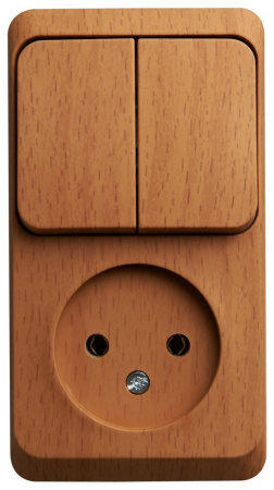 SE Этюд наруж Бук Блок: Розетка б/з + выключатель 2-клавишный