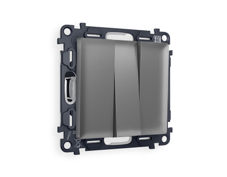 Комплект механизма 3-клавишного выключателя ALFA MA655010 Антрацит серый QUANT