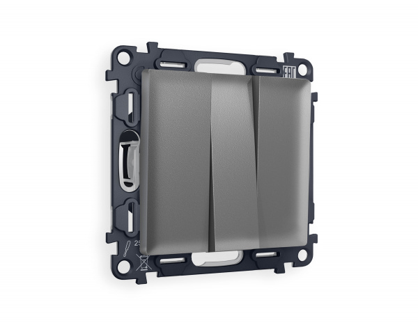 Комплект механизма 3-клавишного выключателя ALFA MA655010 Антрацит серый QUANT