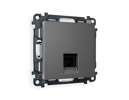 Комплект механизма компьютерной розетки ALFA MA662010 Антрацит серый RJ-45(8P8C) CAT6 с защитной шторкой QUANT
