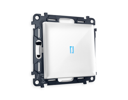 Комплект механизма 1-клавишного проходного выключателя с подсветкой 10000K ALFA MA102040 Белый глянец QUANT