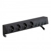 Simon 400 Черный Настольный розеточный блок, 4x2P+E, адаптер для 4хRJ45, моноблок