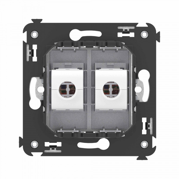 DKC Avanti Компьютерная розетка RJ-45 без шторки в стену, кат.6А двойная, Закаленная сталь