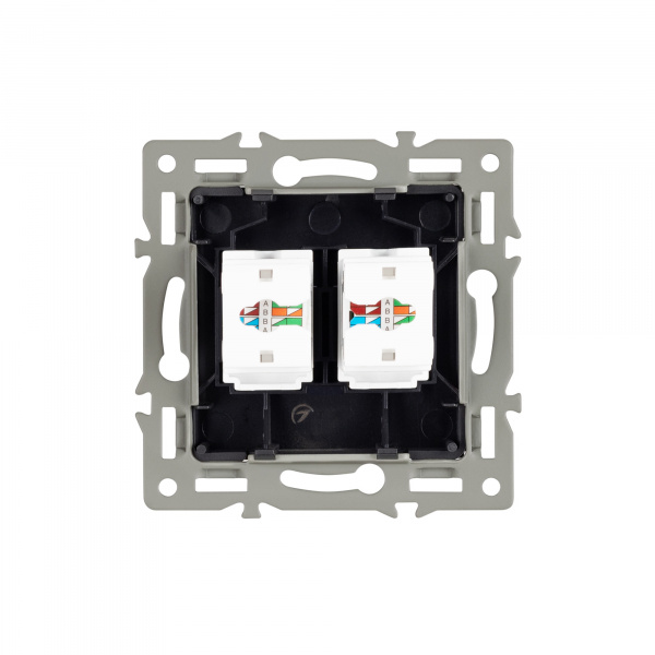 Arlight Механизм компьютерной розетки двойной SCT-MPC2-PL-BK (RJ-45, CAT6) (-)