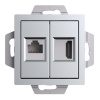 Systeme Electric AtlasDesign Алюминий Розетка двойная HDMI+RJ45, кат.5Е, механизм