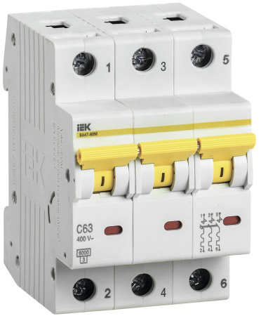 IEK KARAT Выключатель автоматический ВА47-60M 3Р 63А 6кА С