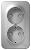 SE Blanca наруж Алюминий Розетка 2-ая с/з со шторками 16А, 250В, изолир. пластина
