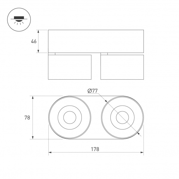 Светильник SP-PLURIO-SURFACE-RS179x78-18W Day4000 (BK-BRS, 36 deg, 230V) (Arlight, IP20 Металл, 3 года)
