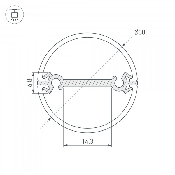 Профиль Arlight Round-D30-Dual-2000 Anod 029114
