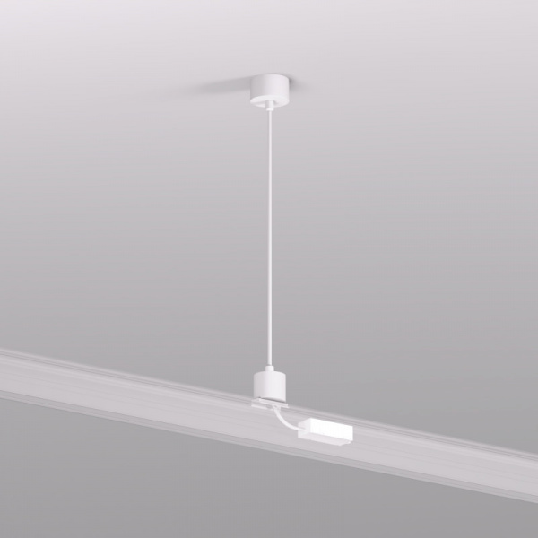 TR2124-WH Подвод питания для подвесного монтажа трека SMART BASE, АС 220-240V, IP20, 5м, белый, алюминий