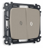 Комплект механизма 2-клавишного выключателя с подсветкой 5600K OMEGA MO364015 Серо-бежевый матовый QUANT