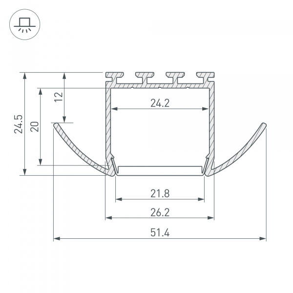 Профиль Arlight PLS-LOCK-H25-FA-2000 ANOD 016444